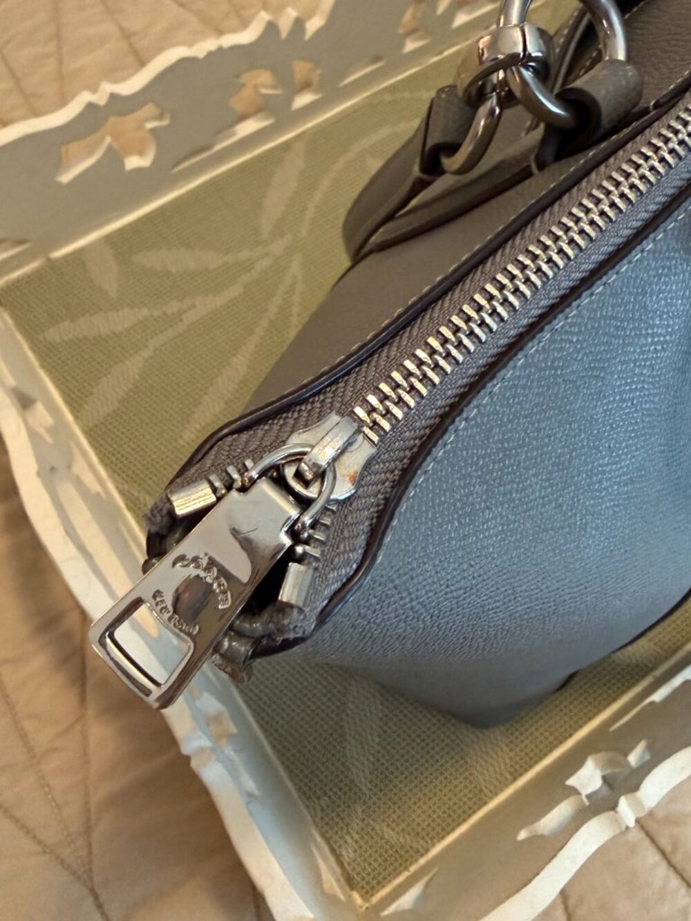 COACH Crossgrain Leather Ava Shoulder Tote Heather Gray w/Hangtag F57526 - Picture 12 of 12